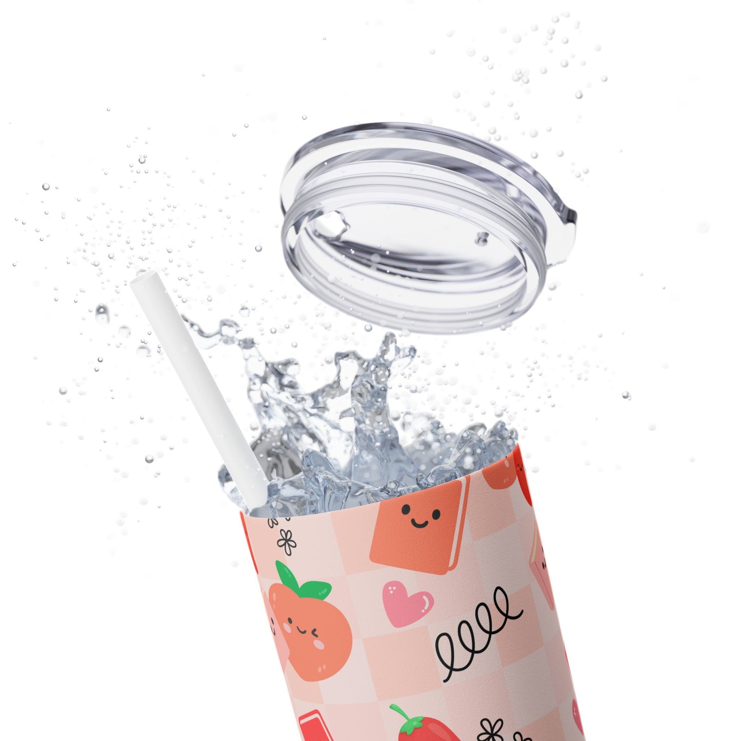 Peach & Pepper Skinny Tumbler with Straw, 20oz