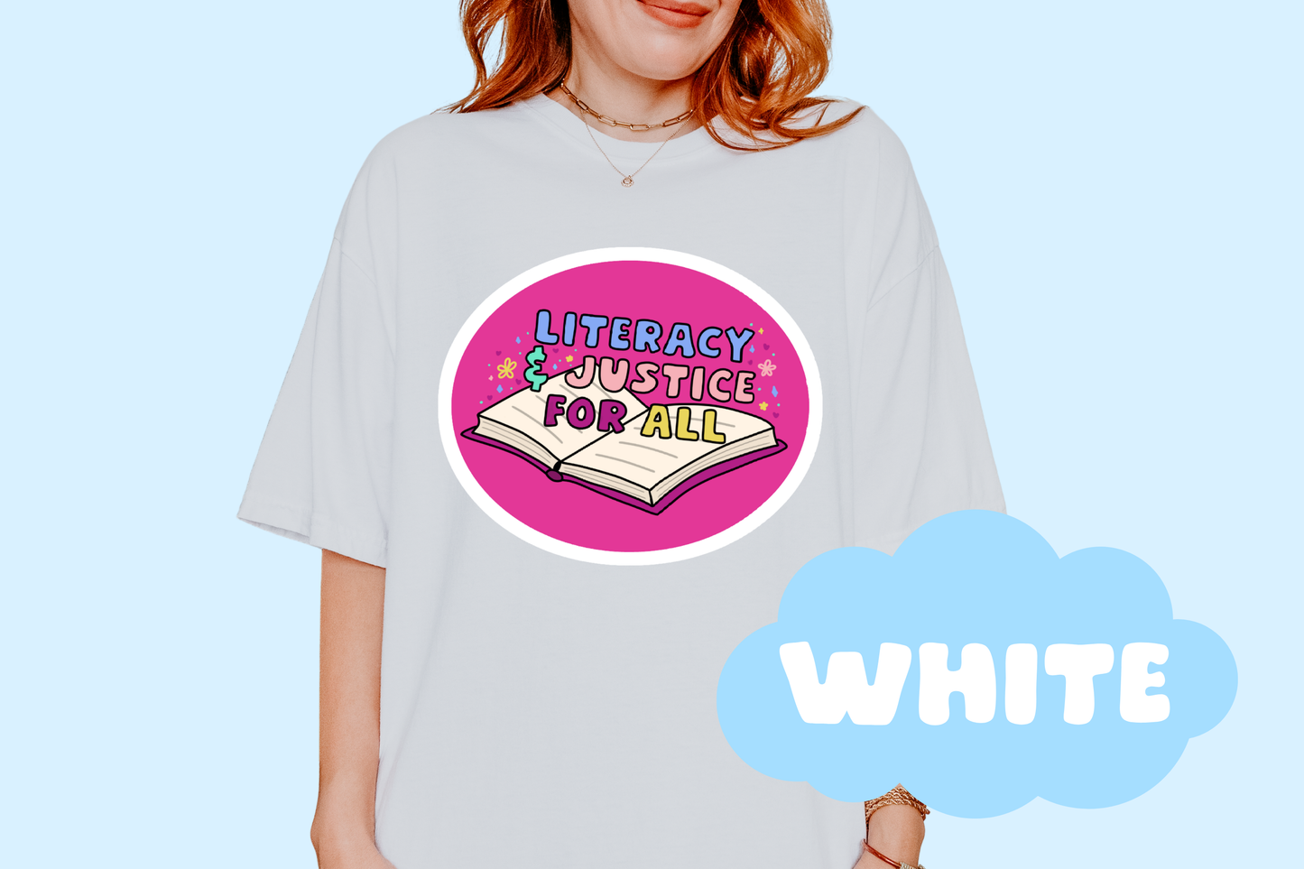 Literacy & Justice Unisex Comfort Colors, Bookish Tee, Political T-shirt, Reader Merch