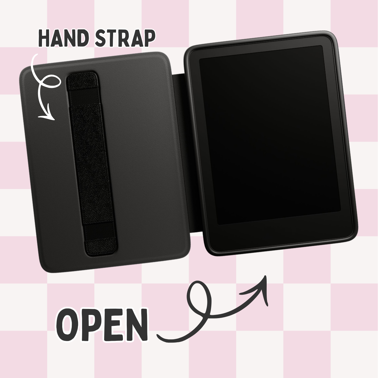 Pink Bows Magnetic Kindle Case With Hand Strap