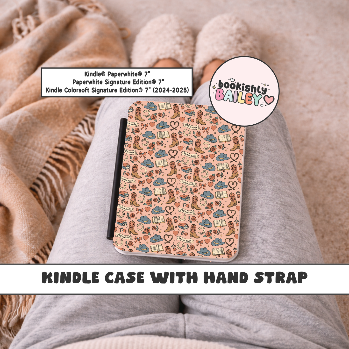 Cowboy Romance Magnetic Kindle Case With Hand Strap