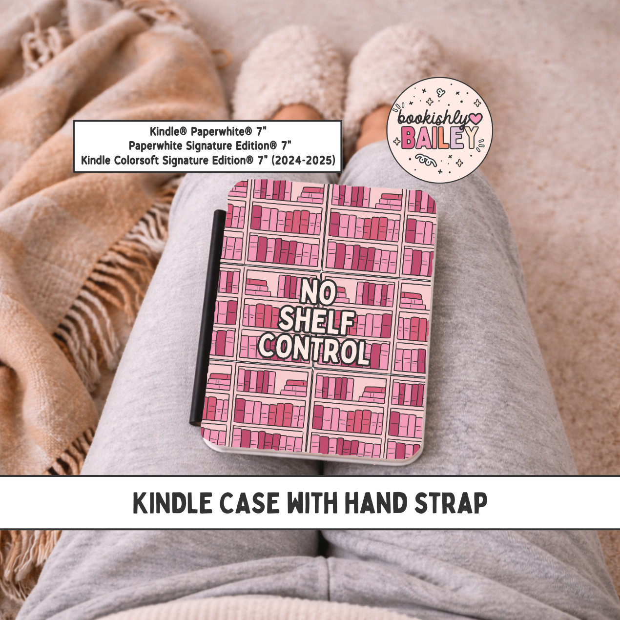 No Shelf Control Magnetic Kindle Case With Interior Hand Strap