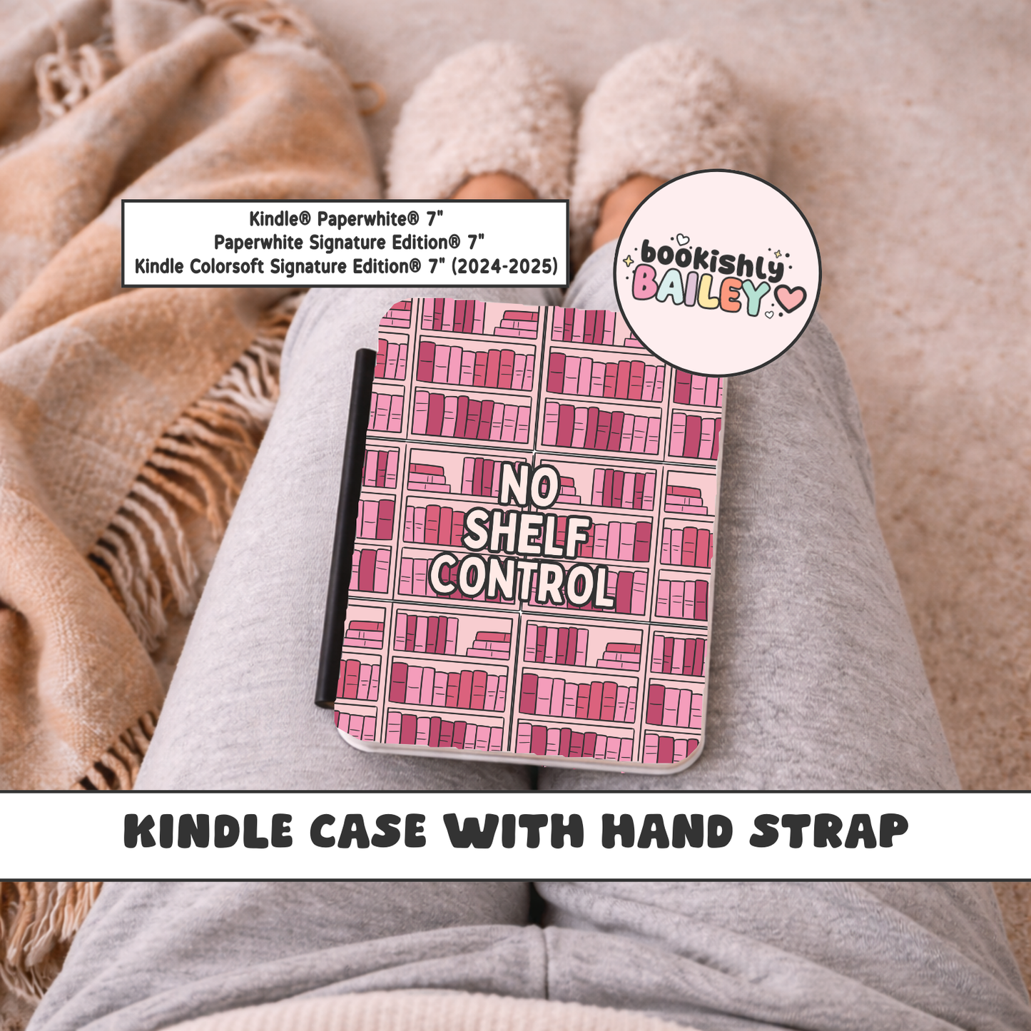 No Shelf Control Magnetic Kindle Case With Interior Hand Strap