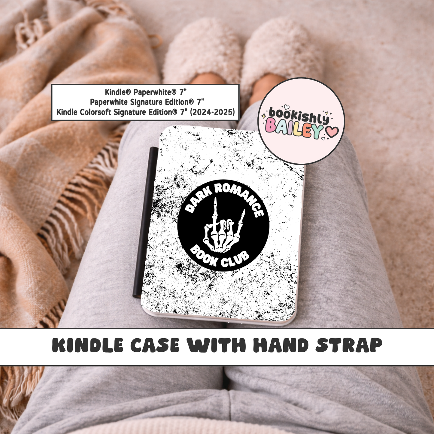 Dark Romance Book Club Magnetic Kindle Case With Hand Strap