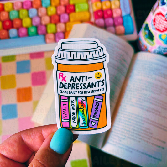 Bookish Antidepressants Waterproof Vinyl Sticker