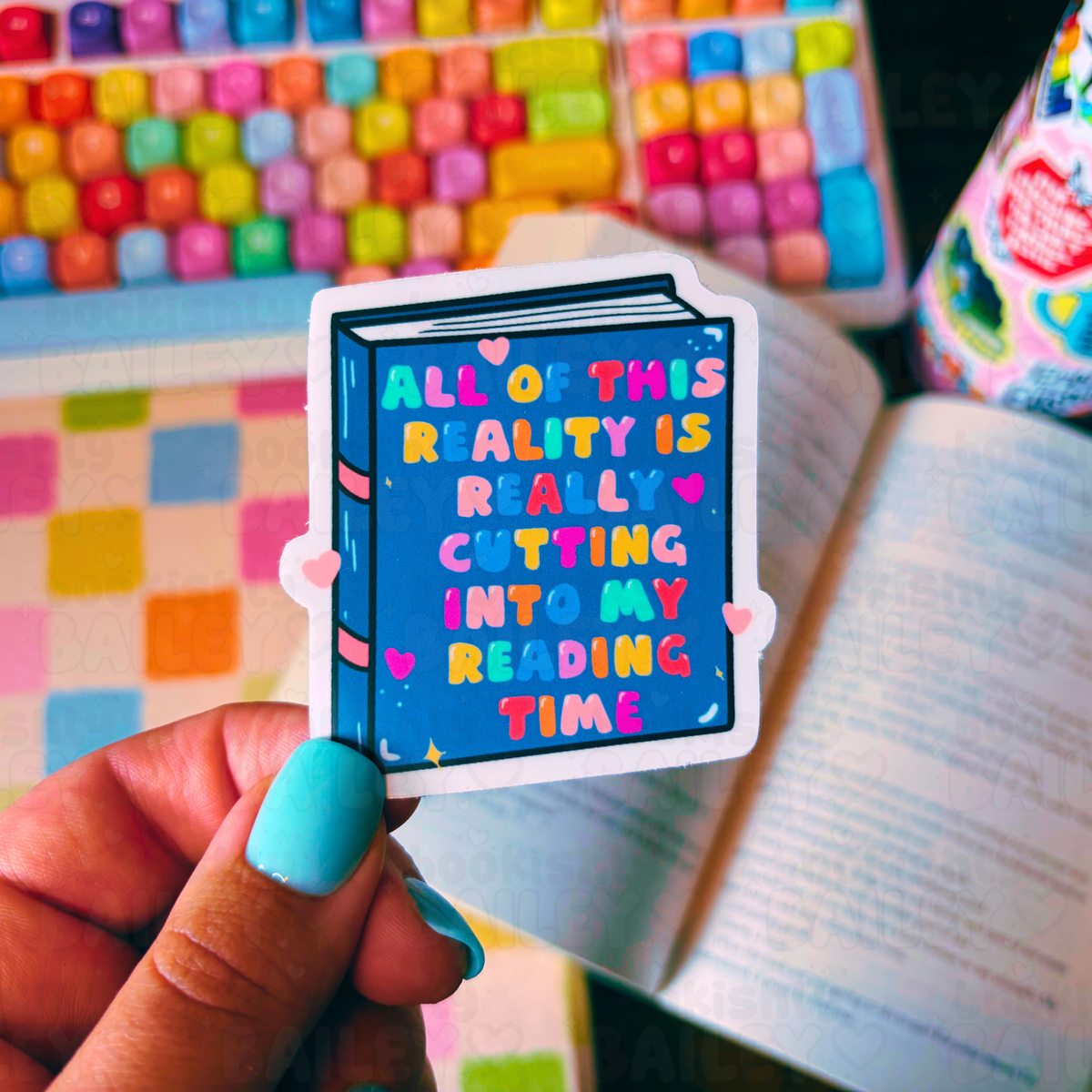 Cutting Into My Reading Time Waterproof Vinyl Sticker