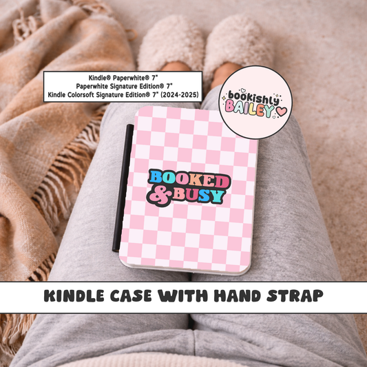 Booked & Busy Magnetic Kindle Case With Hand Strap