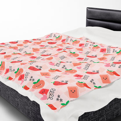Peach & Pepper Velveteen Plush Blanket