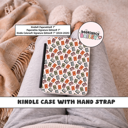 Book Genres Magnetic Kindle Case With Hand Strap