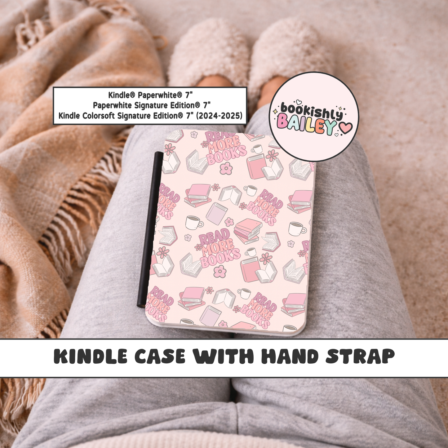 Read More Books Magnetic Kindle Case With Hand Strap
