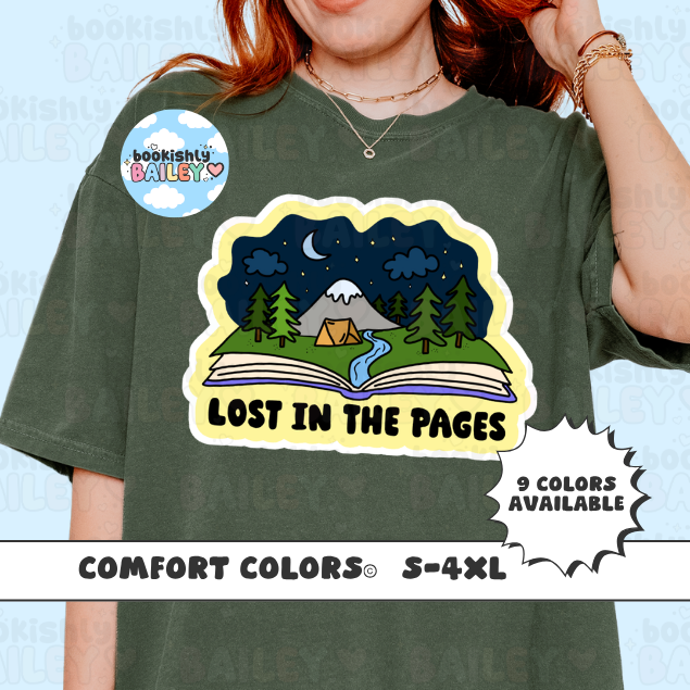 Lost In The Pages Unisex Comfort Colors Bookish Tee, Reader, Book Lover Gifts