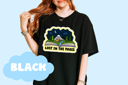 Lost In The Pages Unisex Comfort Colors Bookish Tee, Reader, Book Lover Gifts