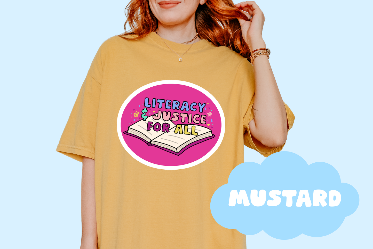 Literacy & Justice Unisex Comfort Colors, Bookish Tee, Political T-shirt, Reader Merch