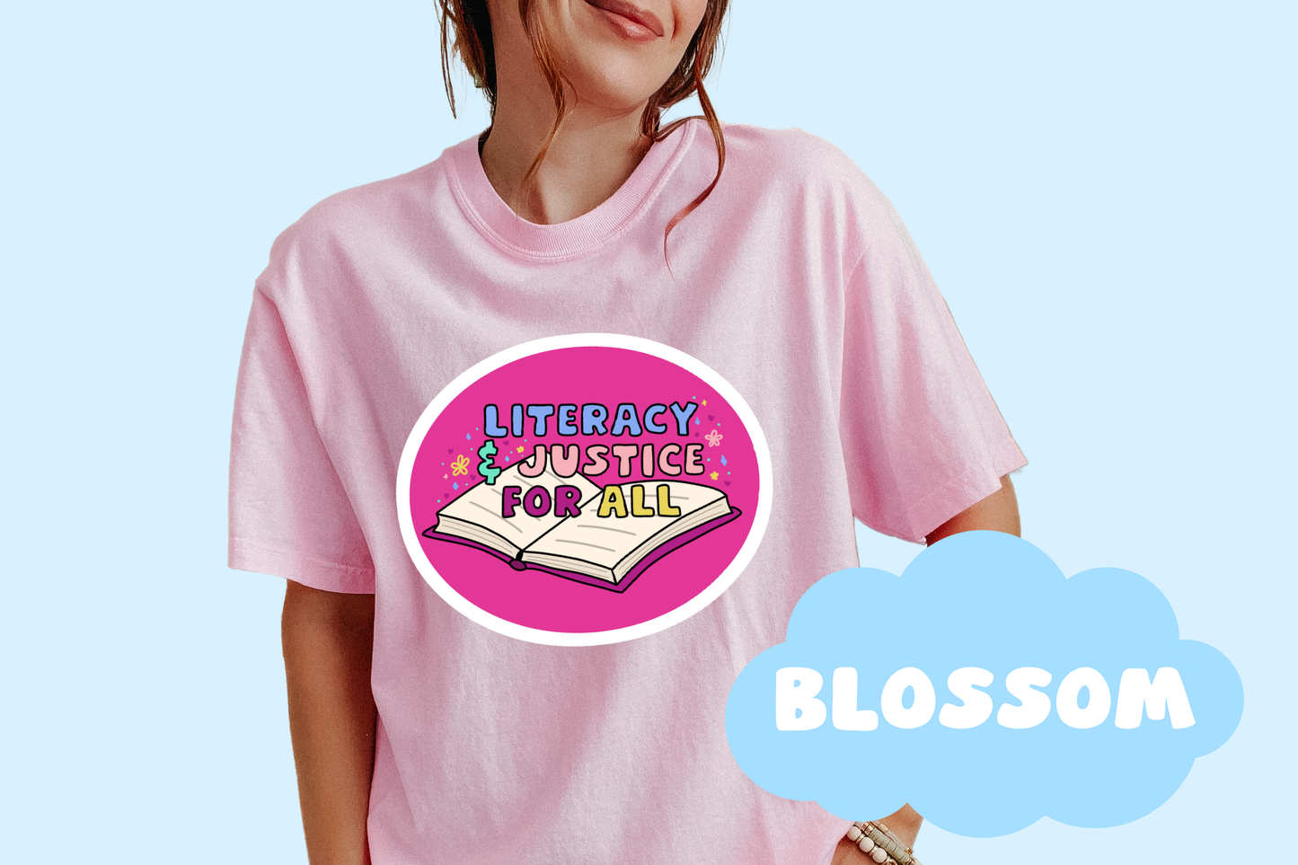 Literacy & Justice Unisex Comfort Colors, Bookish Tee, Political T-shirt, Reader Merch