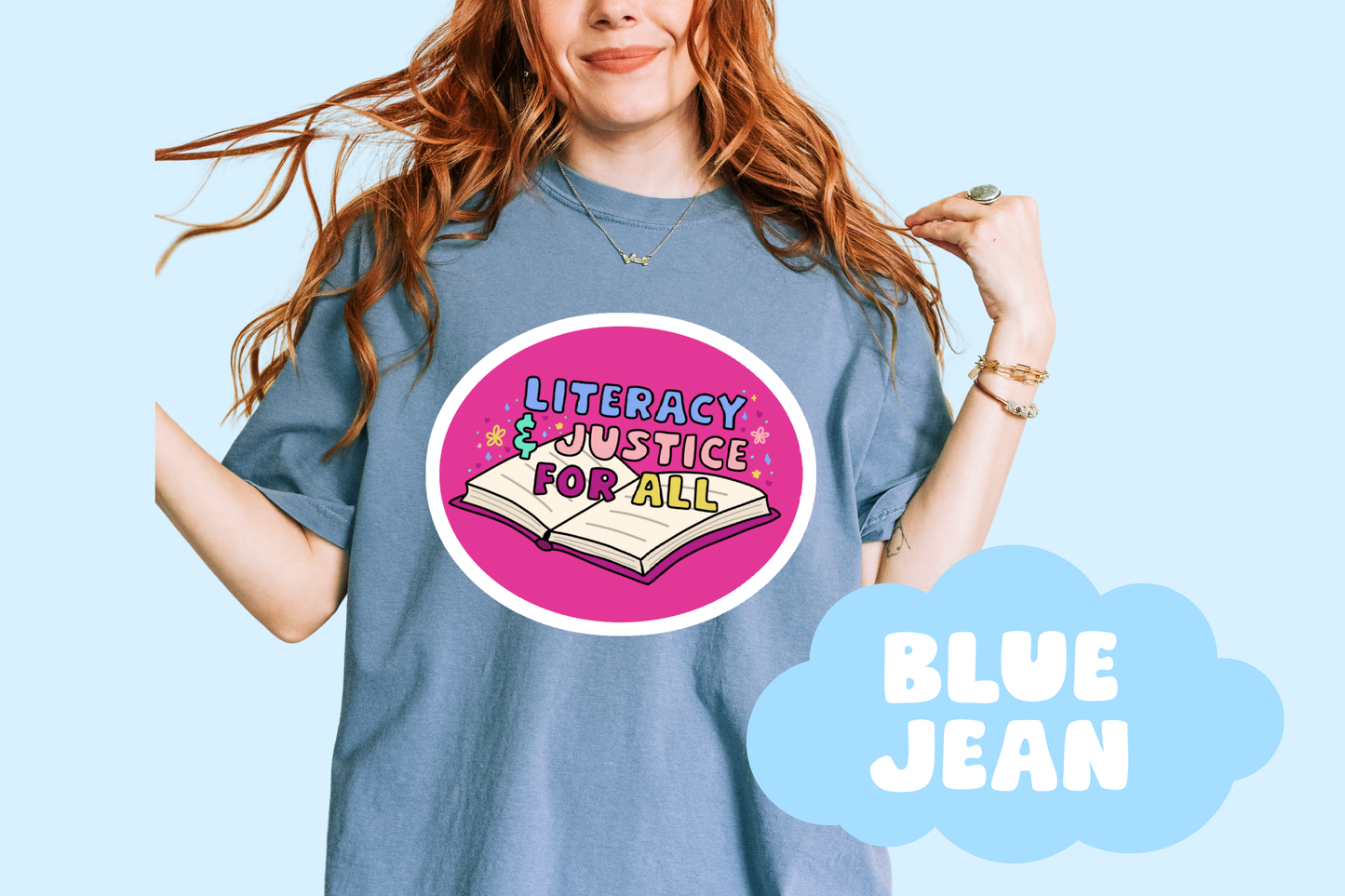 Literacy & Justice Unisex Comfort Colors, Bookish Tee, Political T-shirt, Reader Merch