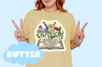 Too Many Books Unisex Comfort Colors, Bookish Tees, Reader Merch, Booktok, Trendy T-shirts, Book Lover Gifts