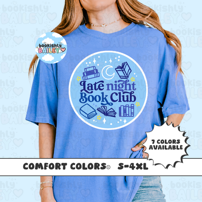 Late Night Book Club Unisex Comfort Colors, Bookish Tees, Reader Tees, Book Lover Merch, Gifts For Reader