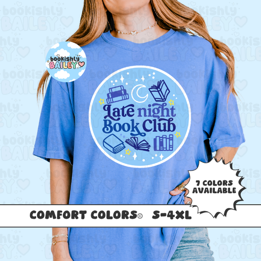 Late Night Book Club Unisex Comfort Colors, Bookish Tees, Reader Tees, Book Lover Merch, Gifts For Reader