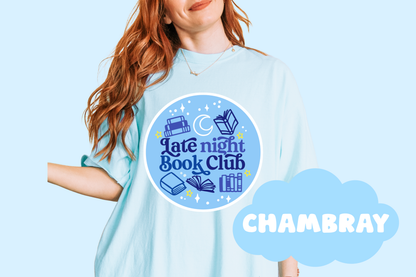 Late Night Book Club Unisex Comfort Colors, Bookish Tees, Reader Tees, Book Lover Merch, Gifts For Reader