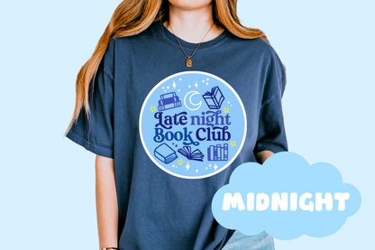 Late Night Book Club Unisex Comfort Colors, Bookish Tees, Reader Tees, Book Lover Merch, Gifts For Reader