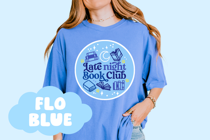 Late Night Book Club Unisex Comfort Colors, Bookish Tees, Reader Tees, Book Lover Merch, Gifts For Reader