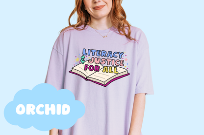 Literacy And Justice For All No Background Bookish Tee, Book Lover Merch, Reader