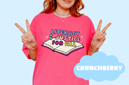 Literacy And Justice For All No Background Bookish Tee, Book Lover Merch, Reader