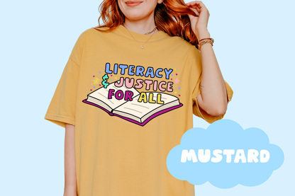 Literacy And Justice For All No Background Bookish Tee, Book Lover Merch, Reader