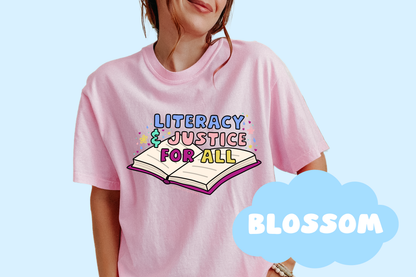 Literacy And Justice For All No Background Bookish Tee, Book Lover Merch, Reader