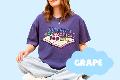 Literacy And Justice For All No Background Bookish Tee, Book Lover Merch, Reader