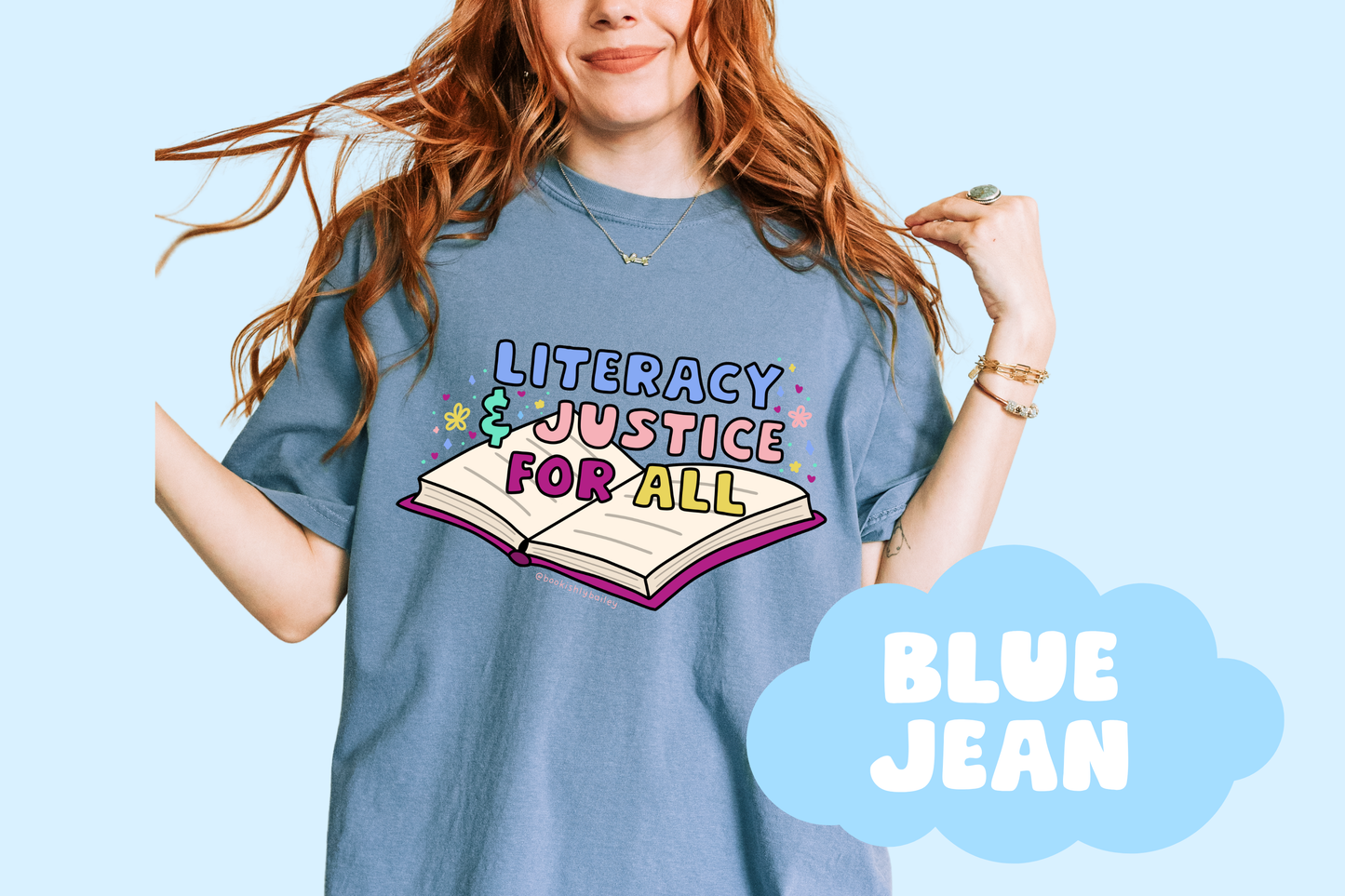Literacy And Justice For All No Background Bookish Tee, Book Lover Merch, Reader