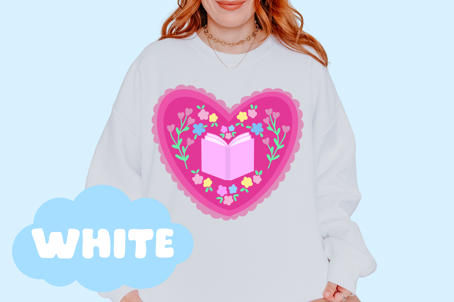Bookish Heart Unisex Heavy Blend Crewneck Sweatshirt, Book Lover Merch, Reader Gifts