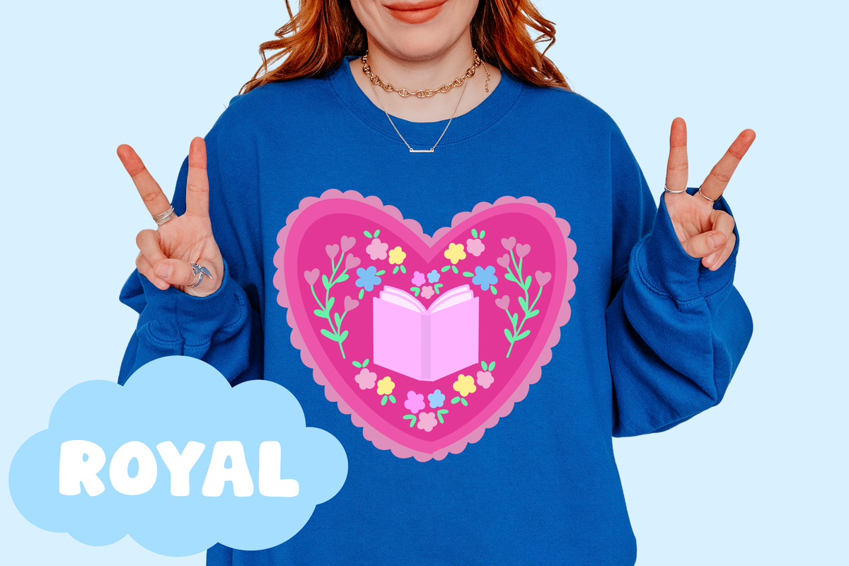 Bookish Heart Unisex Heavy Blend Crewneck Sweatshirt, Book Lover Merch, Reader Gifts