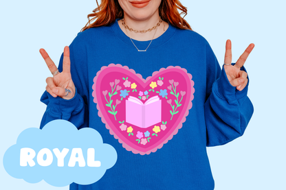 Bookish Heart Unisex Heavy Blend Crewneck Sweatshirt, Book Lover Merch, Reader Gifts
