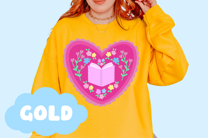 Bookish Heart Unisex Heavy Blend Crewneck Sweatshirt, Book Lover Merch, Reader Gifts