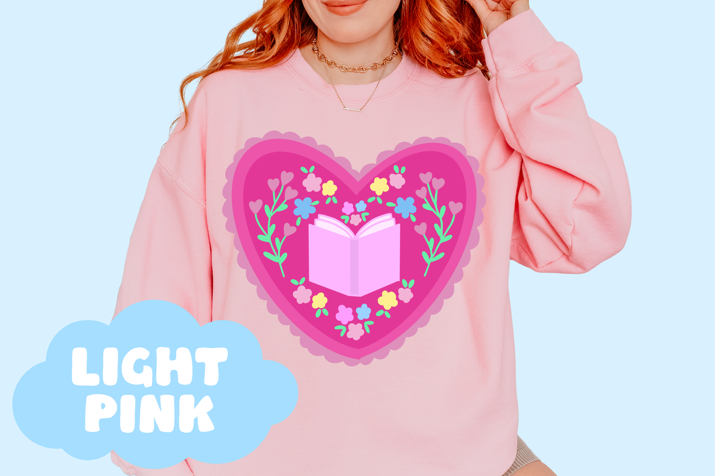 Bookish Heart Unisex Heavy Blend Crewneck Sweatshirt, Book Lover Merch, Reader Gifts
