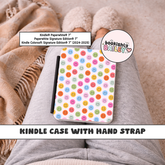 Colorful Smileys Magnetic Kindle Case With Hand Strap