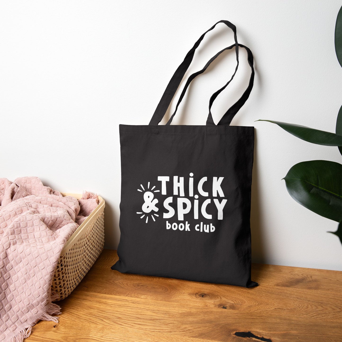 Thick & Spicy Logo Black Cotton Canvas Tote Bag