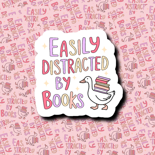 Easily Distracted By Books - Sticker