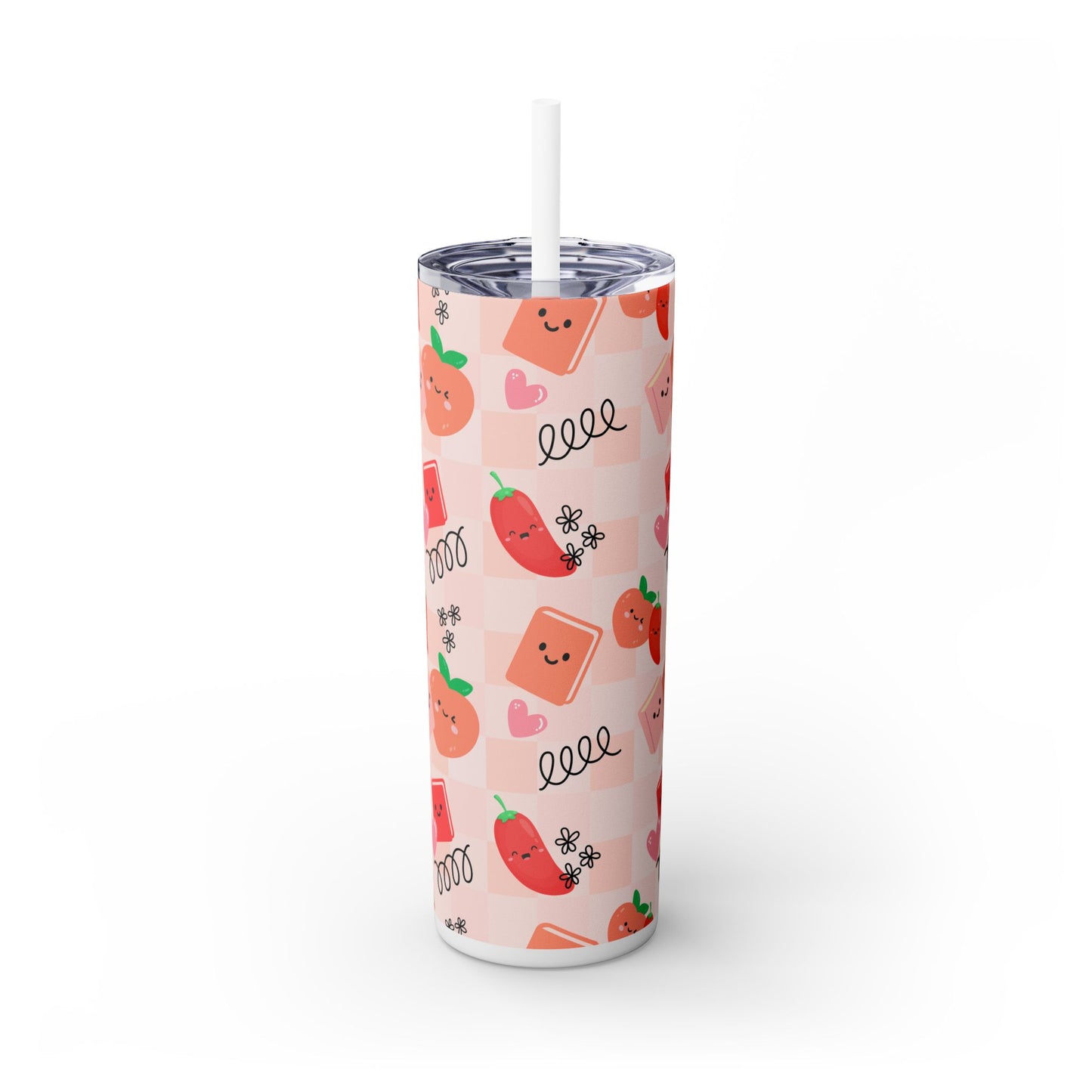 Peach & Pepper Skinny Tumbler with Straw, 20oz