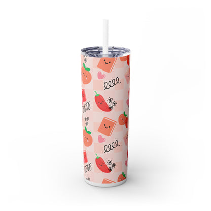 Peach & Pepper Skinny Tumbler with Straw, 20oz