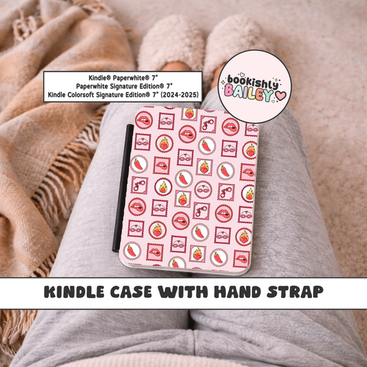 Spicy Romance Reader Magnetic Kindle Case With Hand Strap
