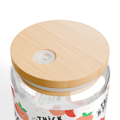 Thick & Spicy Logo Pattern Sipper Glass, 16oz
