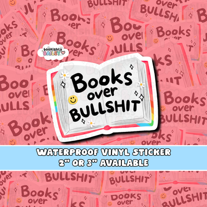 Books Over Bullshit Waterproof Matte Vinyl Sticker