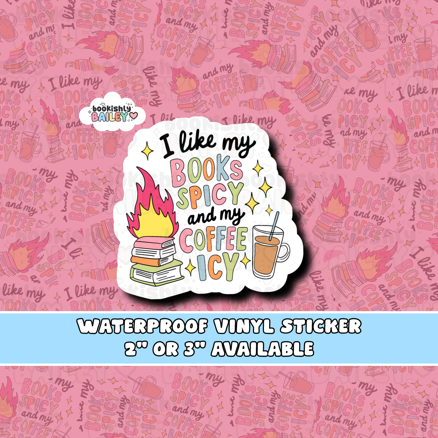 Books Spicy Coffee Icy Waterproof Matte Vinyl Sticker