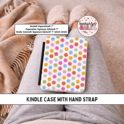 Colorful Smileys Magnetic Kindle Case With Hand Strap