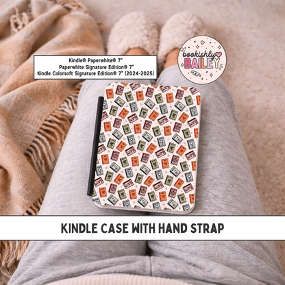 Book Genres Magnetic Kindle Case With Hand Strap