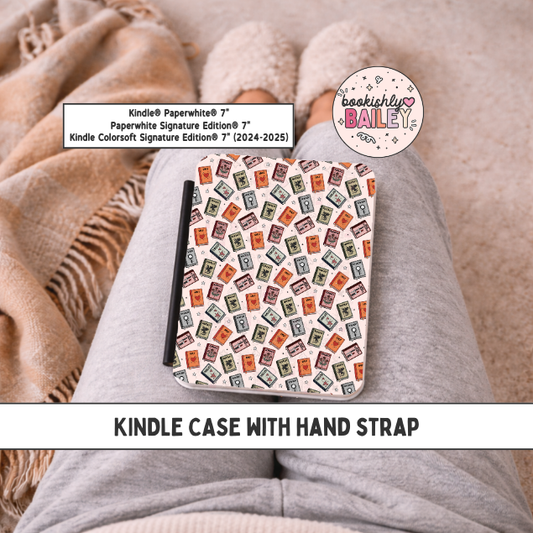 Book Genres Magnetic Kindle Case With Hand Strap