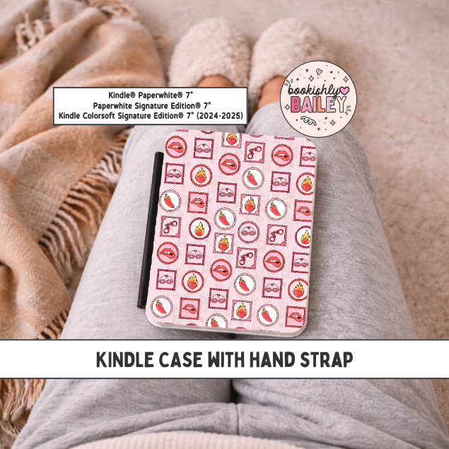 Spicy Romance Reader Magnetic Kindle Case With Hand Strap