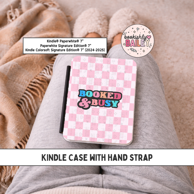 Booked & Busy Magnetic Kindle Case With Hand Strap