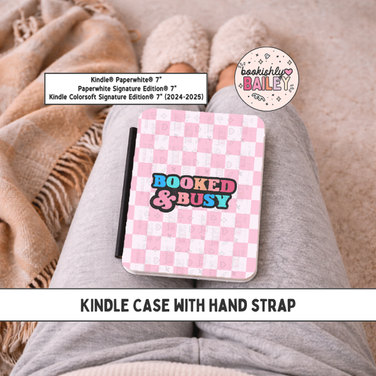 Booked & Busy Magnetic Kindle Case With Hand Strap